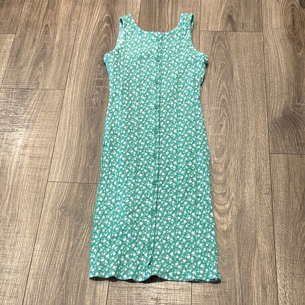Art Class Teal Floral Sleeveless Dress